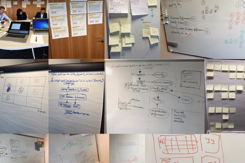 A collage showcasing different sketches and sessions had during a project